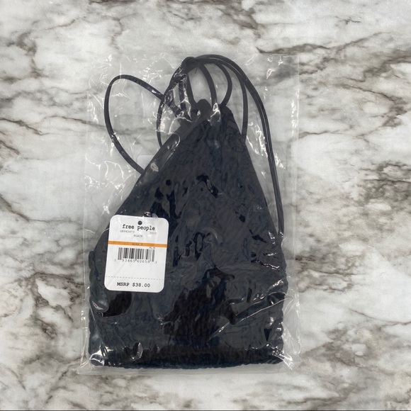 18 M Free People NWT Emmy Bralette Multi Strap Shirred V Neck Black XSmall Small - Picture 3 of 4